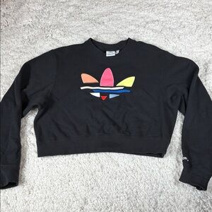 Adidas Originals women's adicolor bold cropped sweatshirt in black, Size large